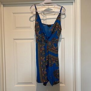 Blue Paisley Flowing Mini Dress